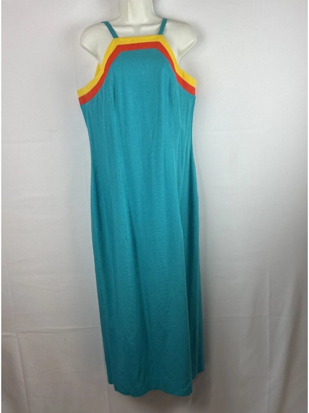 Ann Tobias color block Lined Linen maxi dress - Picture 2 of 6